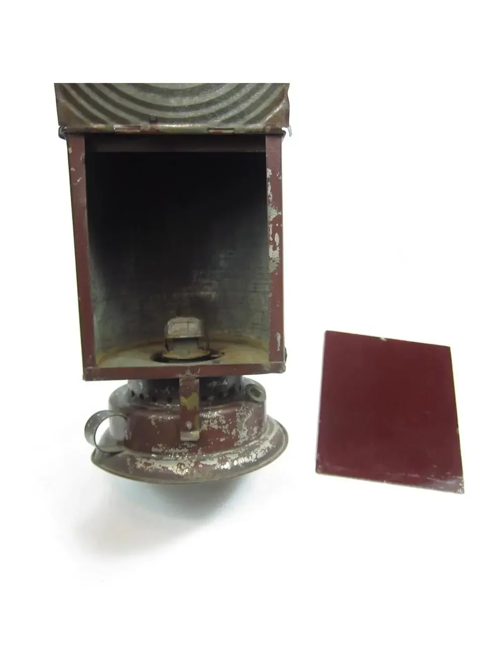 Antique Photography Darkroom Lantern Kerosene Oil Ruby Red Glass Burner Wick